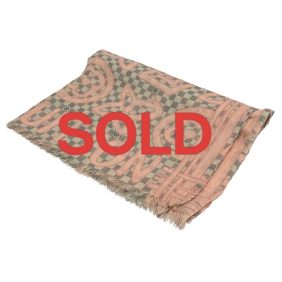 LOUIS VUITTON Beige Pink Multi Scarf Cotton 295-061325 - Picture 1 of 5